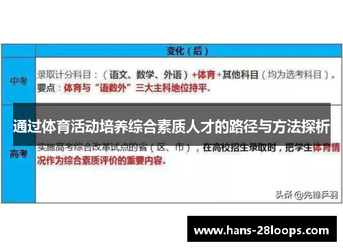 通过体育活动培养综合素质人才的路径与方法探析