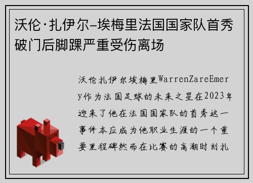沃伦·扎伊尔-埃梅里法国国家队首秀破门后脚踝严重受伤离场 沃伦·扎伊尔-埃梅里法国国家队首秀破门后脚踝严重受伤离场